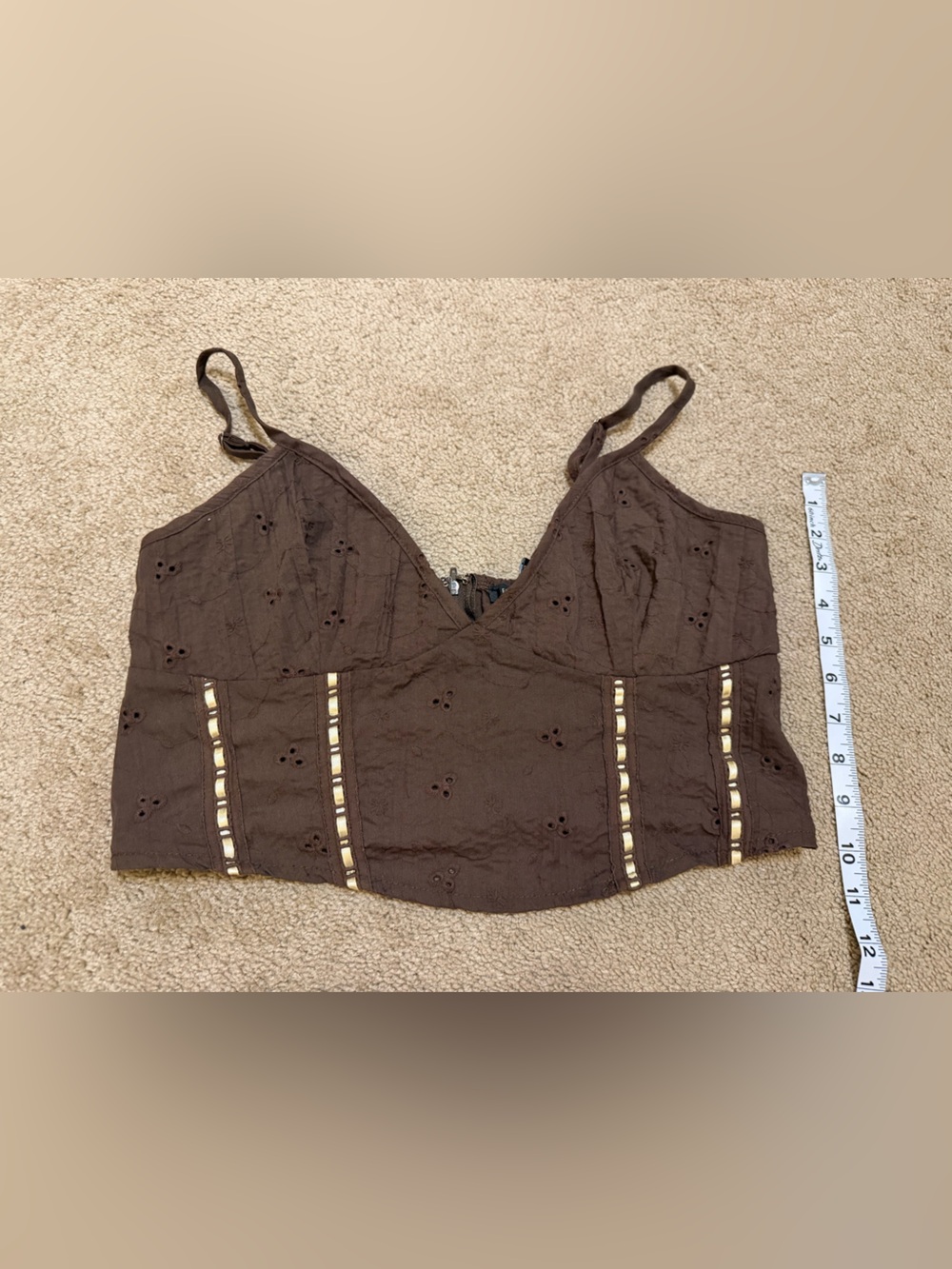 Forever 21 Brown Eyelet Cropped Cami Top